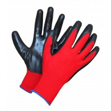 Перчатки нейлоновые с нитрилом (красно-черные)