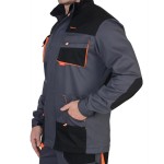 Костюм "МАНХЕТТЕН" куртка дл., брюки т.серый с оранж. и черным тк. стрейч пл. 250 г/кв.м 