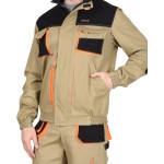 Костюм "МАНХЕТТЕН" куртка, брюки песочный с оранж. и черным тк. стрейч пл. 250г/кв.м 