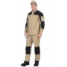 Костюм "Вест-Ворк" куртка, брюки песочный с черным пл. 275 г/кв.м